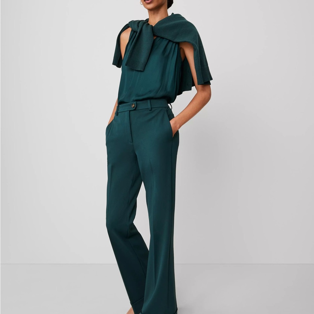 NWT Ann Taylor The Cuffed Tab Waist Trouser in Deep Slate Green - Size 12